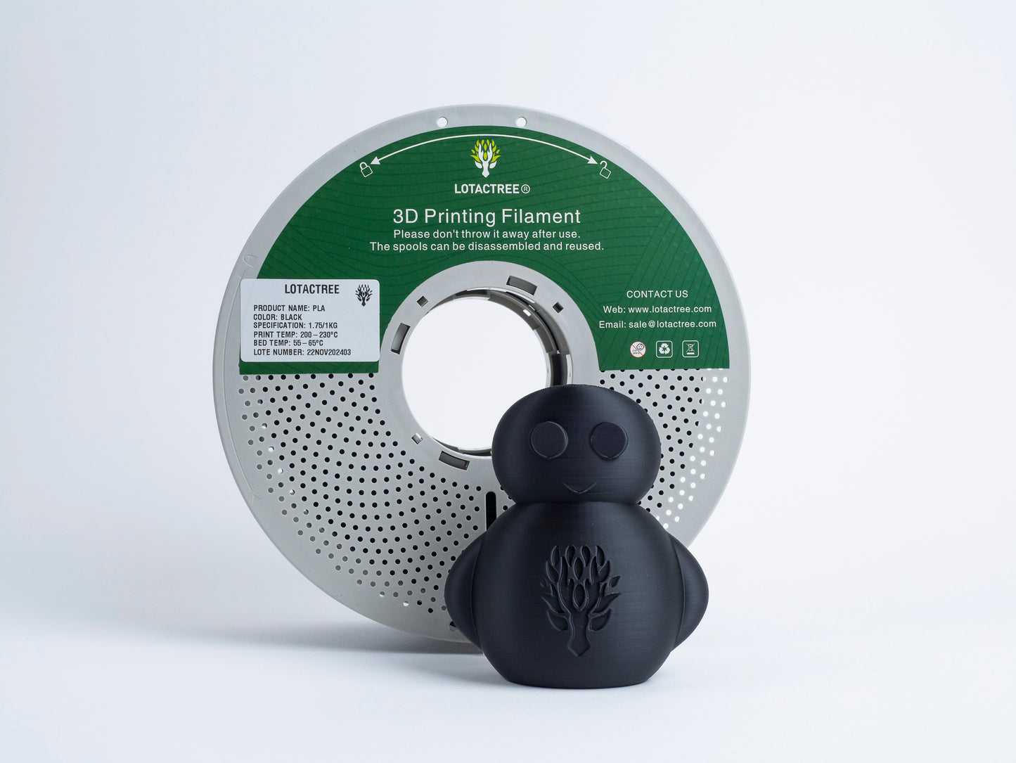 PLA Black 1kg - Diameter 1.75mm - Lotactree