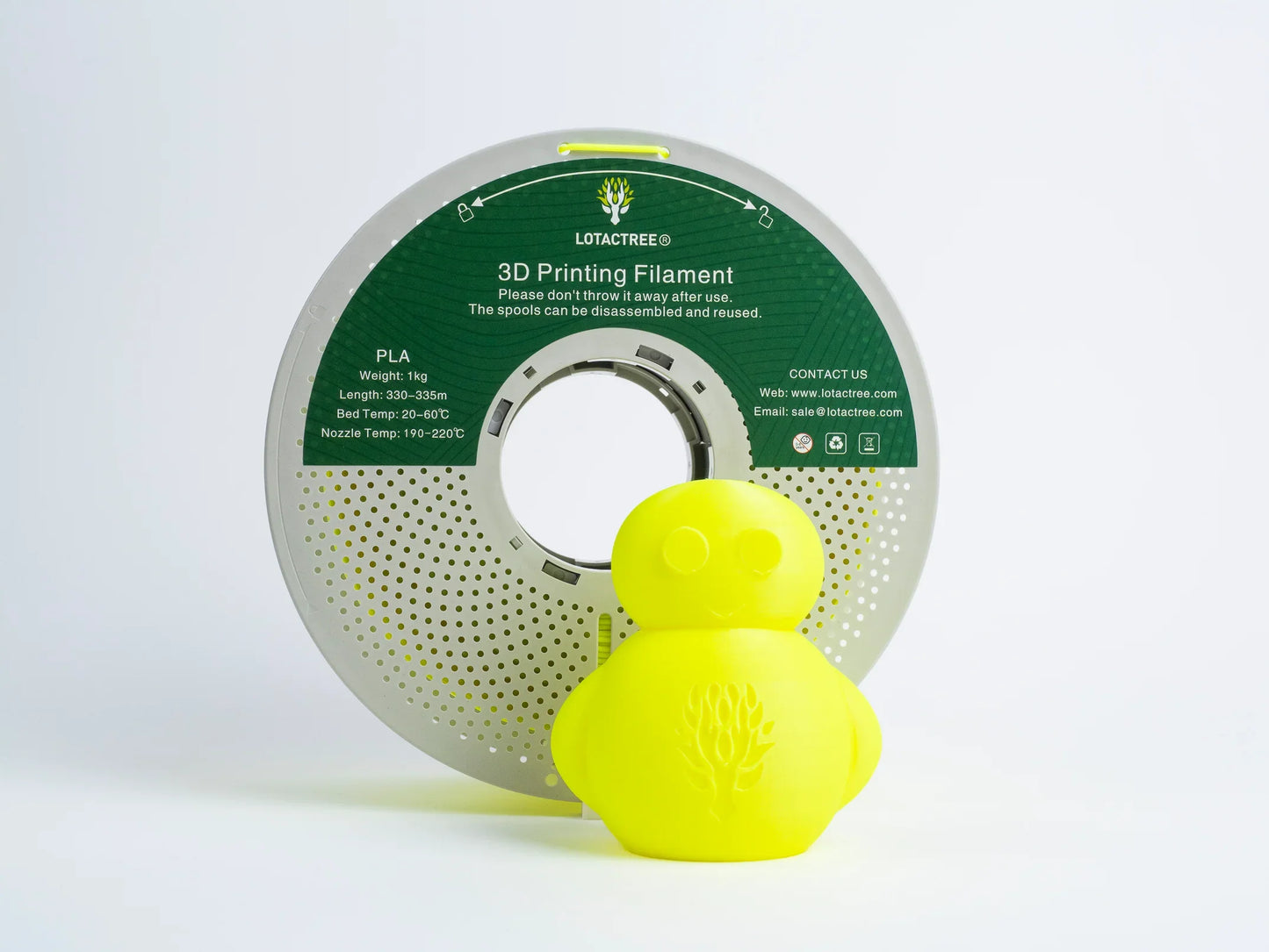 PLA Lemon Yellow Green 1kg - Diameter 1.75mm - Lotactree