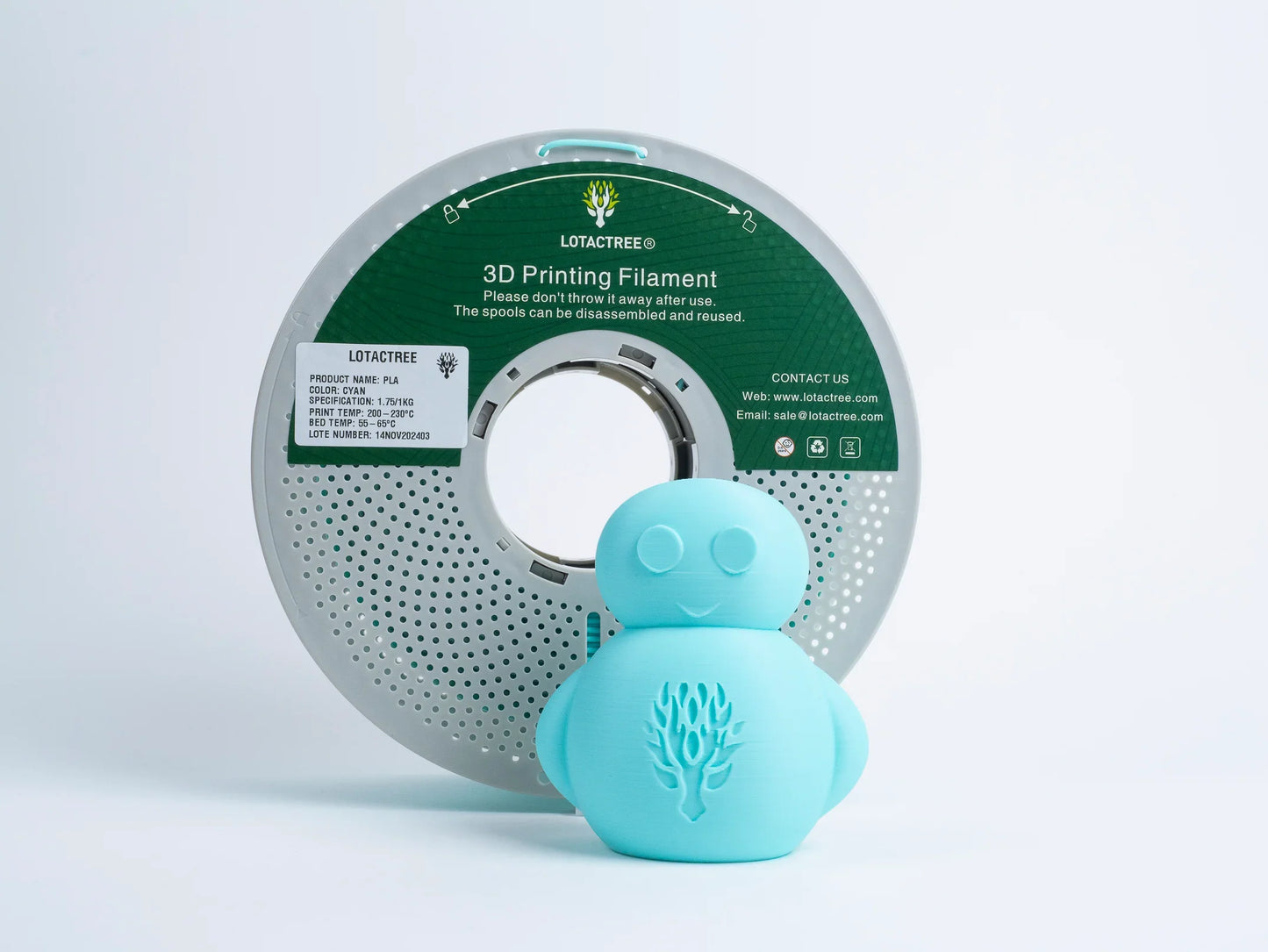 High-quality PLA 3D printing filament in vibrant cyan color for precision and durability