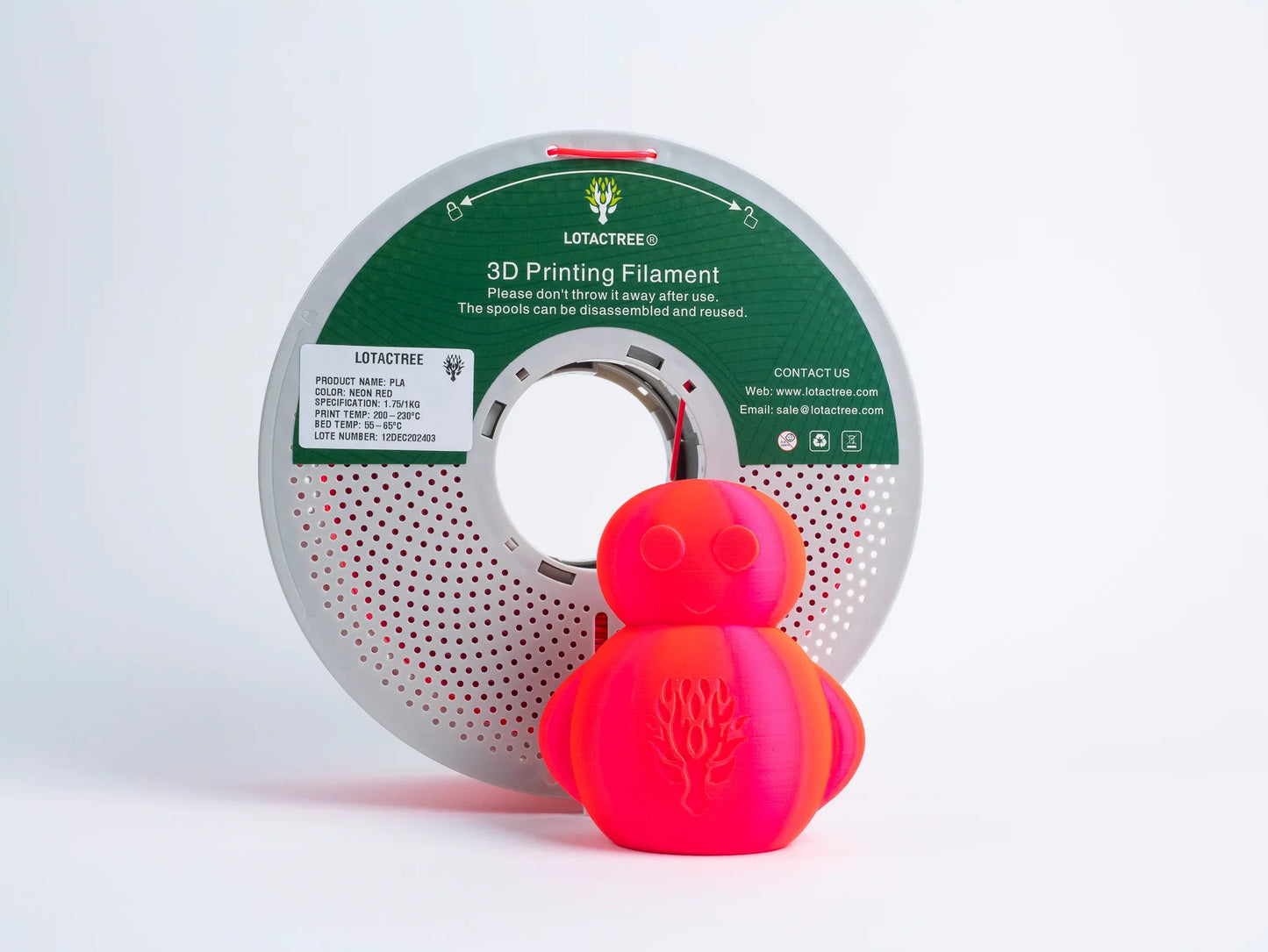 PLA Neon Red 1kg - Diameter 1.75mm - Lotactree