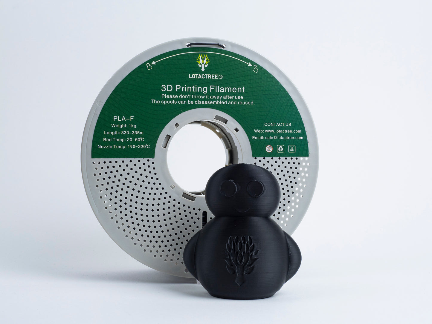 PLA-F Black 1kg - Diâmetro 1,75mm - Lotactree