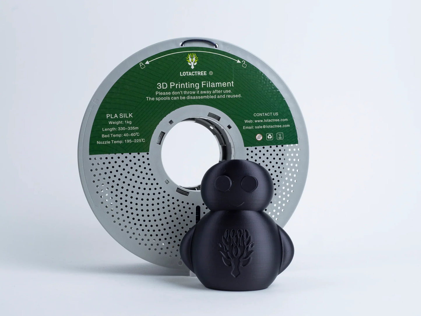 Lotactree - PLA-SILK Black 1kg - Diâmetro 1,75mm