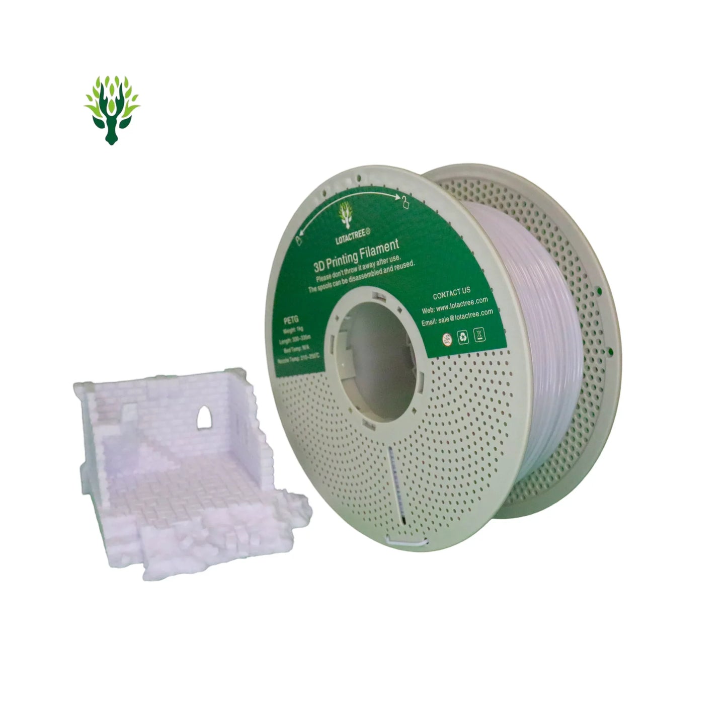 Lotactree - PETG Snowy White 1kg - Diâmetro 1,75mm