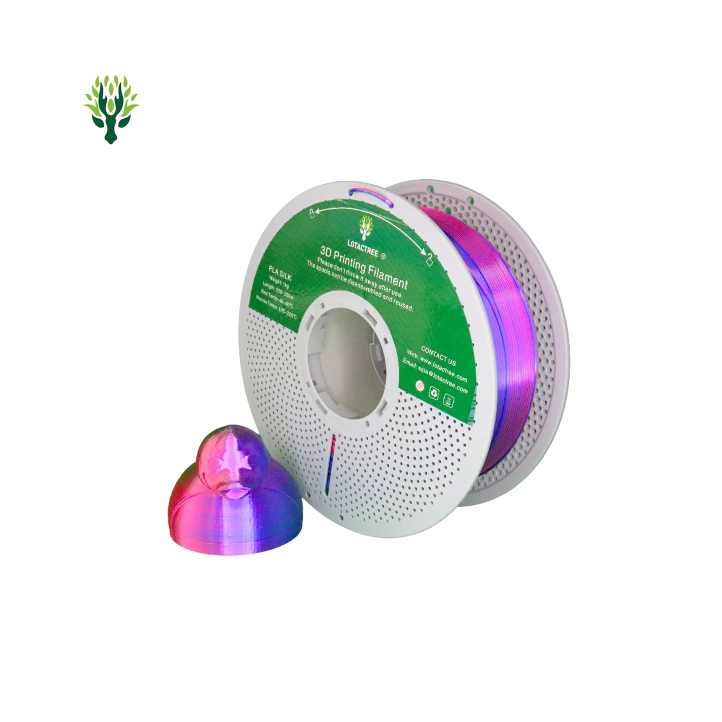 Lotactree - PLA-SILK Rose Red Green Dark Blue 1kg - Diâmetro 1,75mm