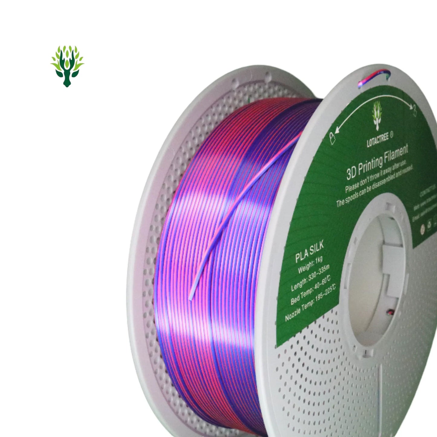 Lotactree - PLA-SILK Rose Red Green Dark Blue 1kg - Diâmetro 1,75mm