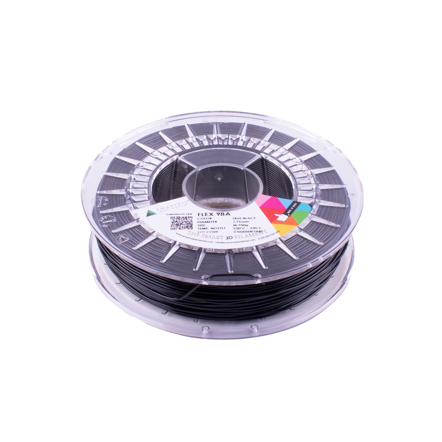 TPU 98A, TRUE BLACK - Diâmetro 1,75mm, 750g