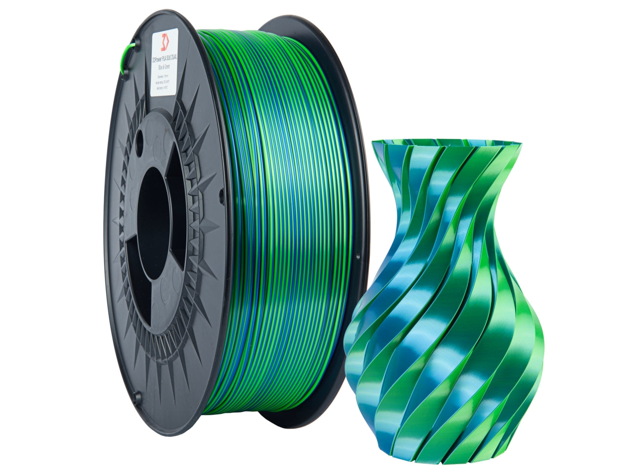 Filamento PLA Silk Dual Azul/Verde 1kg - 3DPower 1.75mm