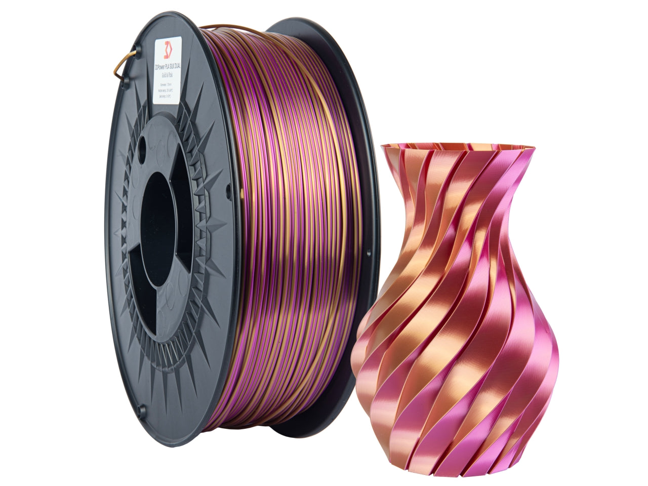 Filamento PLA Silk Dual Dourado/Rosa 1kg - 3DPower 1.75mm