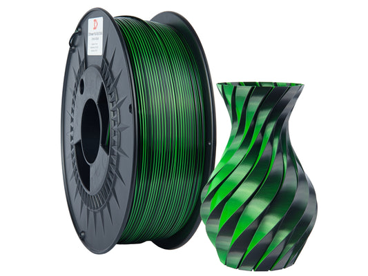 Filamento PLA Silk Dual Verde/Preto 1kg - 3DPower 1.75mm