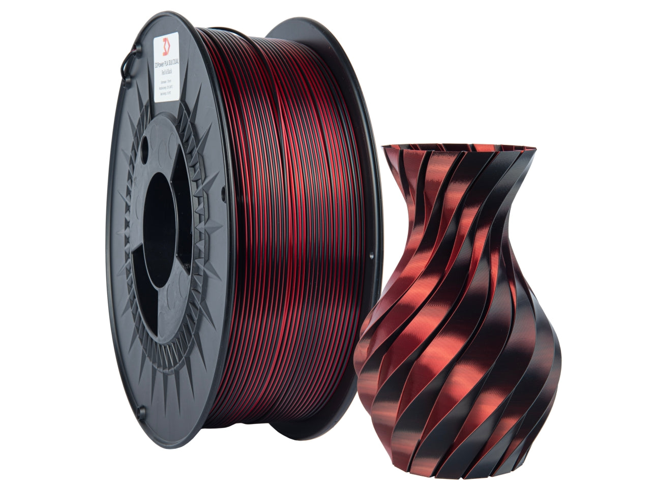 Filamento PLA Silk Dual Vermelho/Preto 1kg - 3DPower 1.75mm