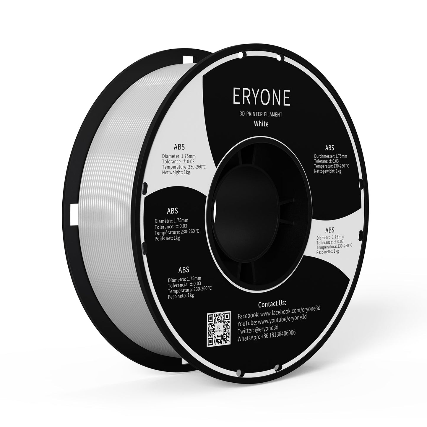 ERYONE ABS Hyper Speed3D Printer Filament 1.75mm, Dimensional Accuracy +/- 0.05 mm 1kg (2.2LBS)/Spool