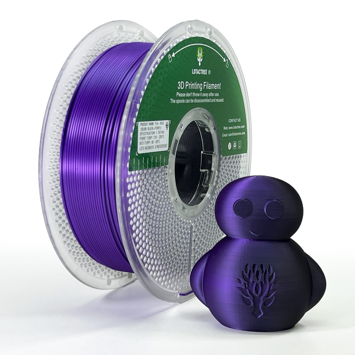 Lotactree - PLA-SILK Black & Purple 1kg - Diâmetro 1,75mm