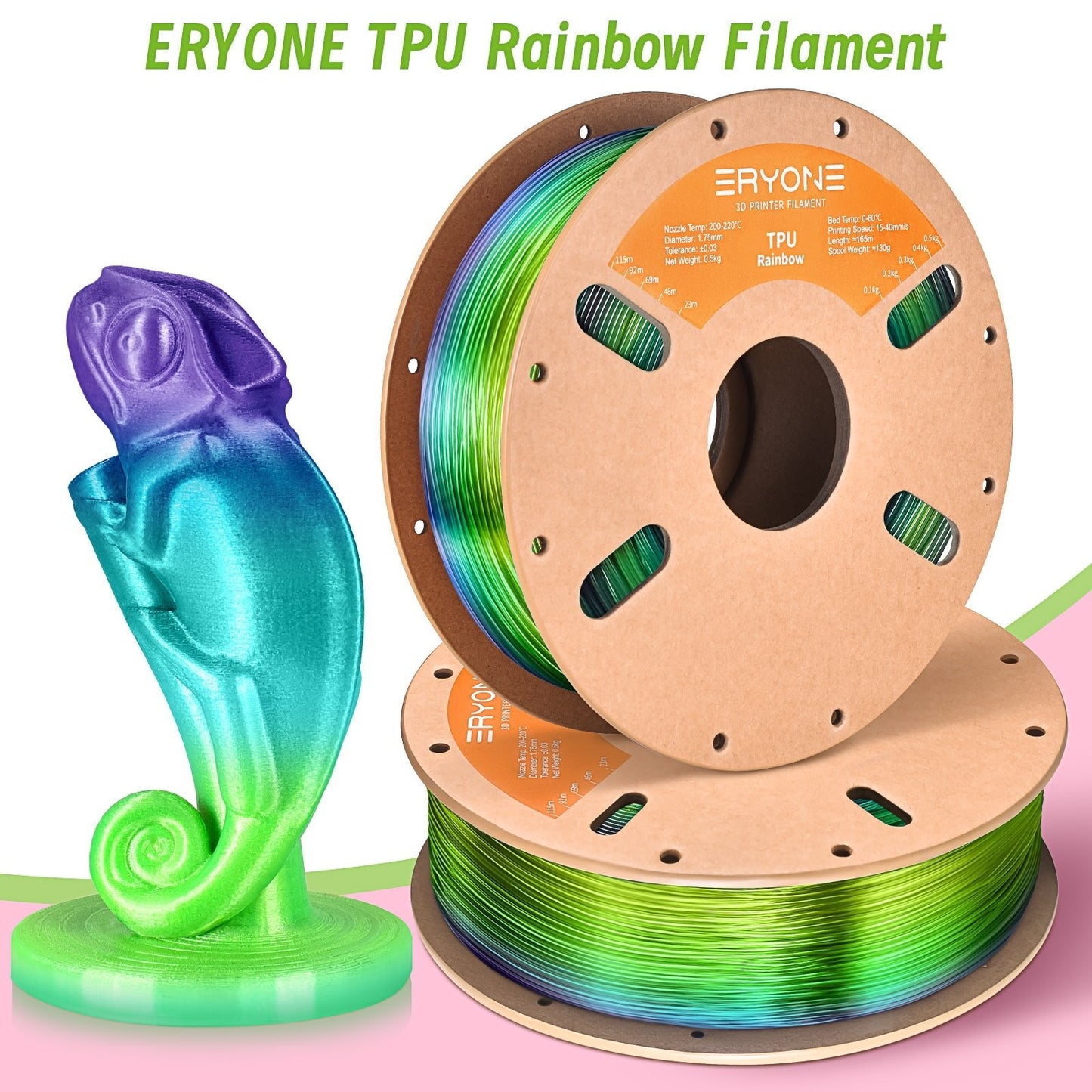 ERYONE TPU Rainbow ，1.75 mm±0.05 mm（0.5kg） 0.5kg