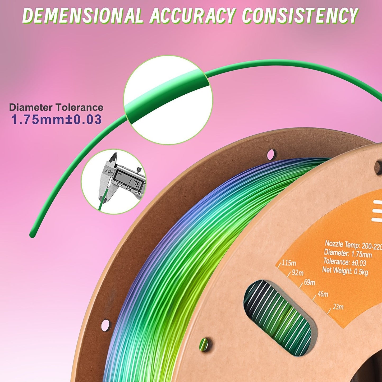 ERYONE TPU Rainbow ，1.75 mm±0.05 mm（0.5kg） 0.5kg