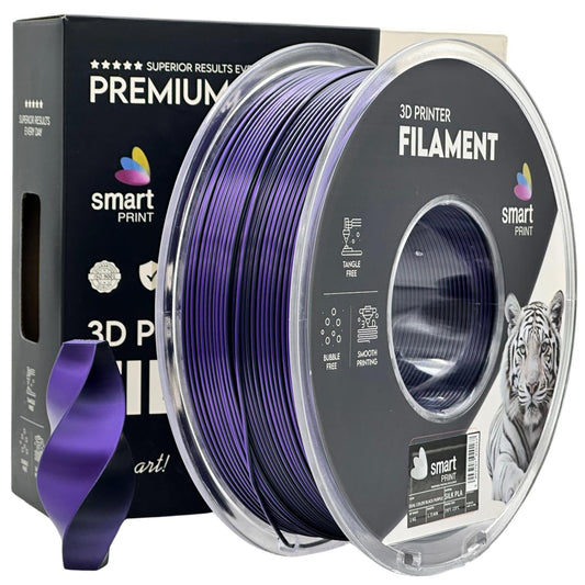 Filamento Silk PLA Dual Color Preto Roxo 1kg - Smart Print
