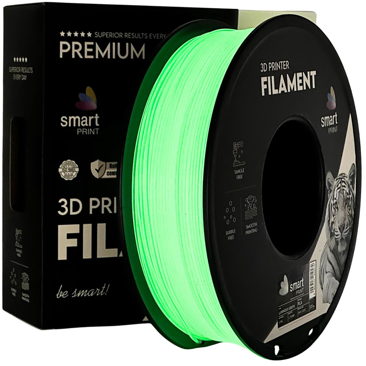 Smart Print - PLA Luminous Glow Green 1kg - Diâmetro 1,75mm