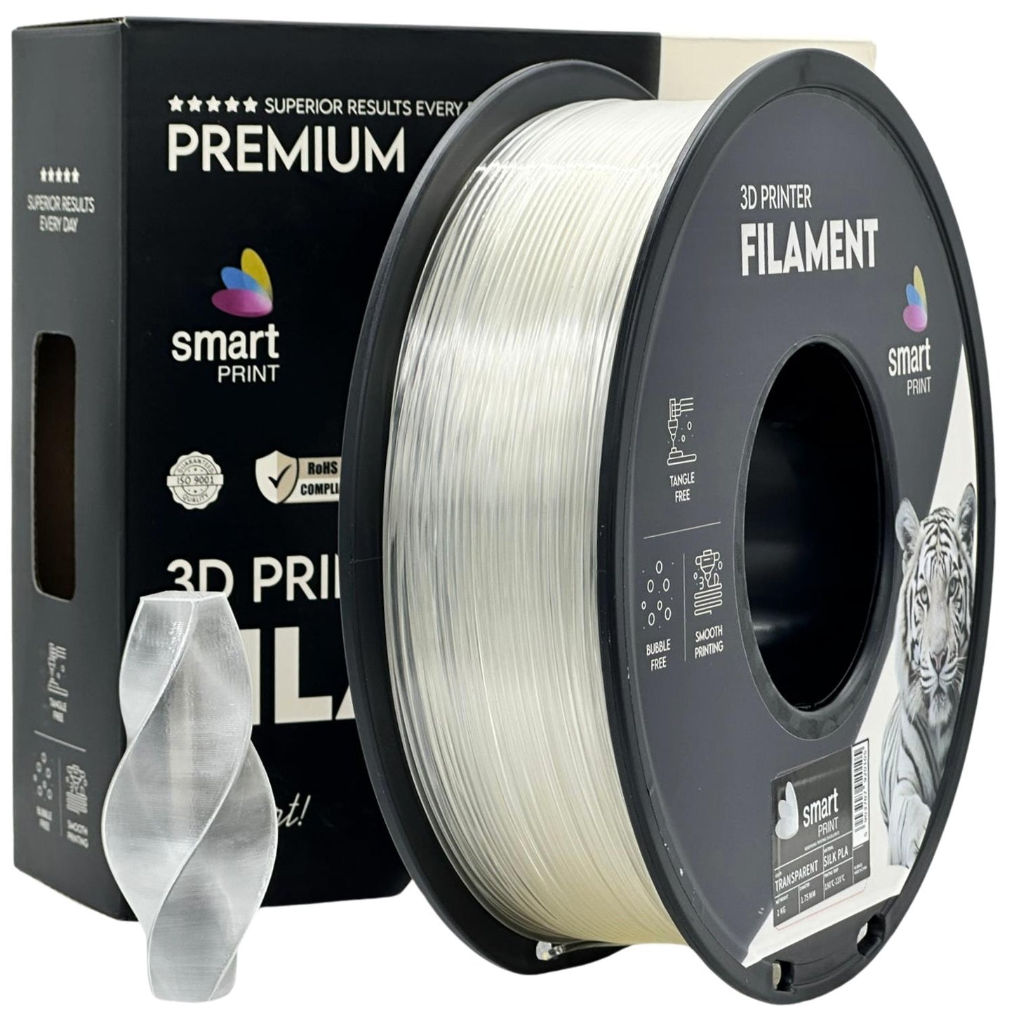 Smart Print - Silk PLA Transparente 1kg - Diâmetro 1,75mm